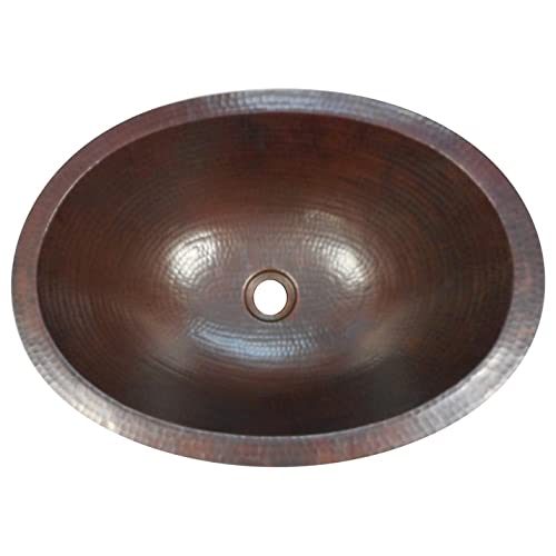 19" Oval Copper Bathroom Sink Drop in Or Under Mount with Pop-up Drain X 14" - Citiesdeals