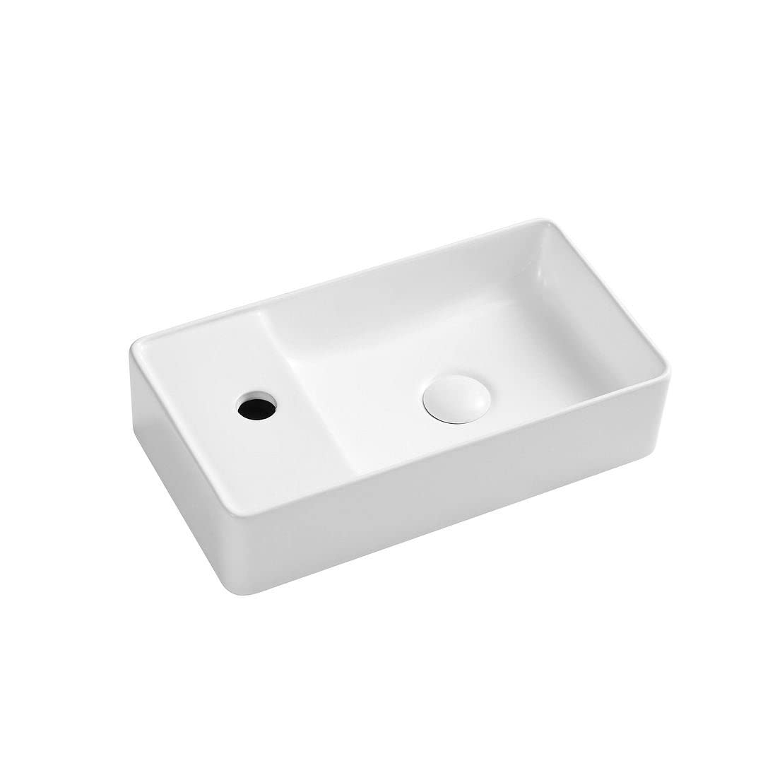 Small Wall-Mounted Bathroom Sink with Pop-up Drain 17.9" X 9.8" 4.3" White - Citiesdeals