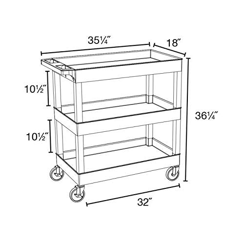 Hd High Capacity 3 Tub Shelves Grey Cart Modern Contemporary Rectangular Plastic - Citiesdeals