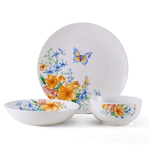 18pc Dinnerware Set Multi Color Floral Casual Round Porcelain 18 Piece Microwave - Citiesdeals