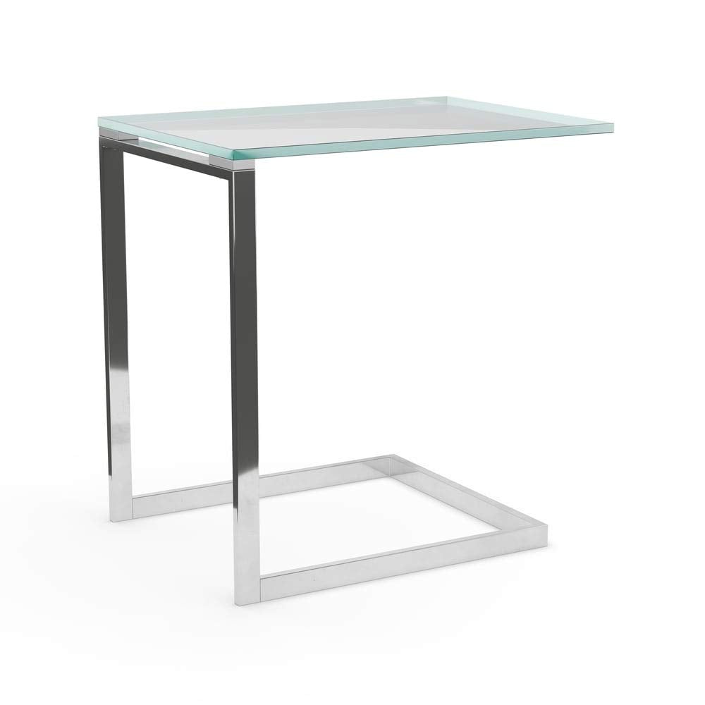 Stainless Steel/Glass End Table Silver Modern Contemporary Rectangle Metal Steel - Citiesdeals