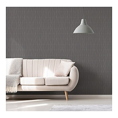 Charcoal Diamond Geo Wallpaper 20.5 X Black Geometric Modern Contemporary - Citiesdeals