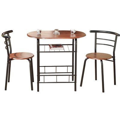 Oval Bistro 3 Piece Compact Dining Set ( Pack of 3 ) Black/Espresso - Citiesdeals