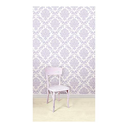 Purple Peel Stick Wallpaper X 20.5in Damask Vinyl Removable - Citiesdeals