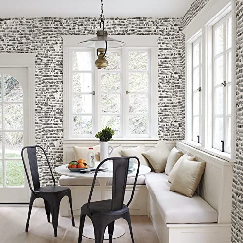 Black Brushstrokes Wallpaper 20.5in X Abstract Modern Contemporary Paper - Citiesdeals