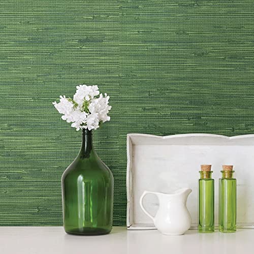 Fiber Green Grasscloth Wallpaper 20.5in X Abstract Modern Contemporary Paper - Citiesdeals