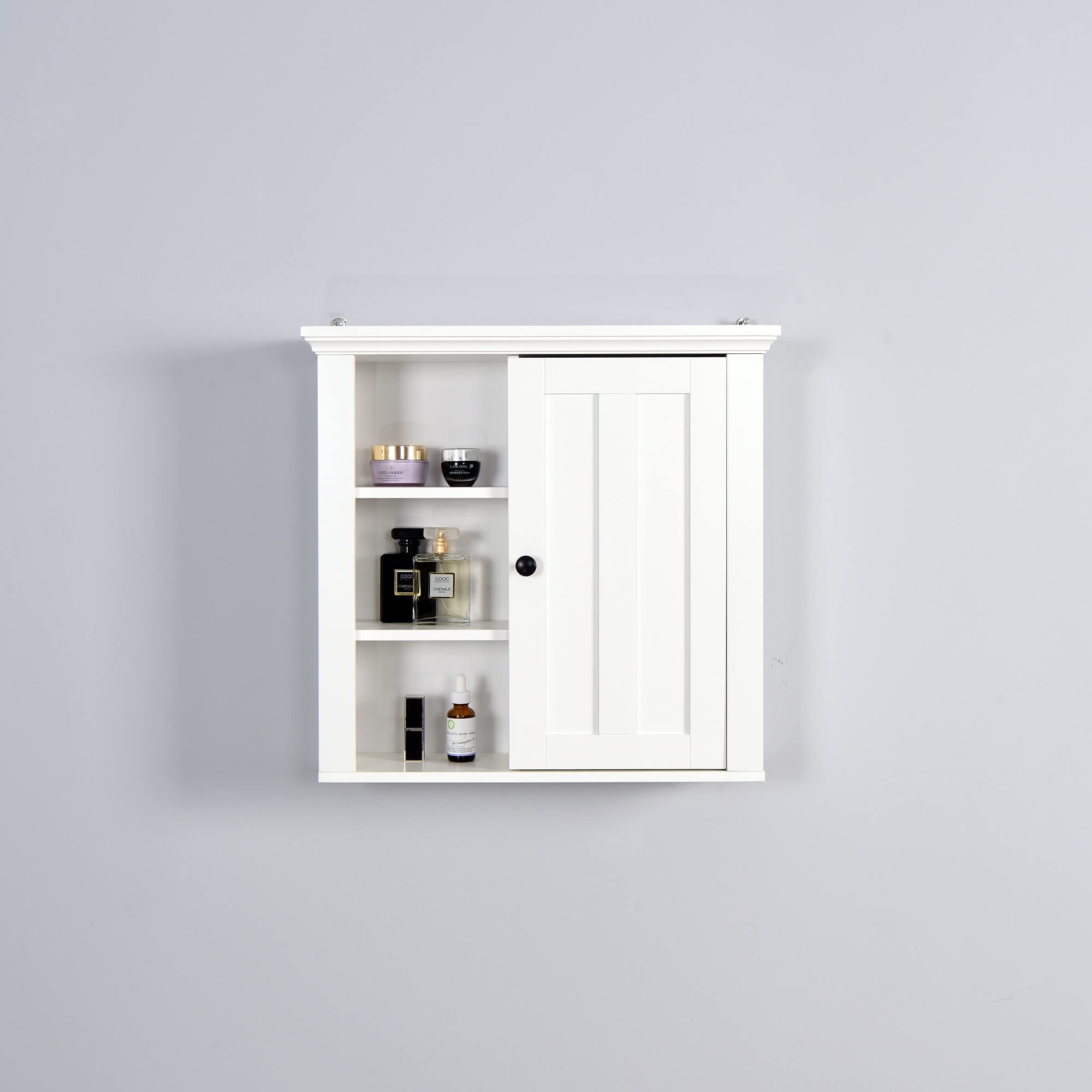 Modern White Bathroom Wooden Wall Cabinet with Door and Shelf Contemporary MDF