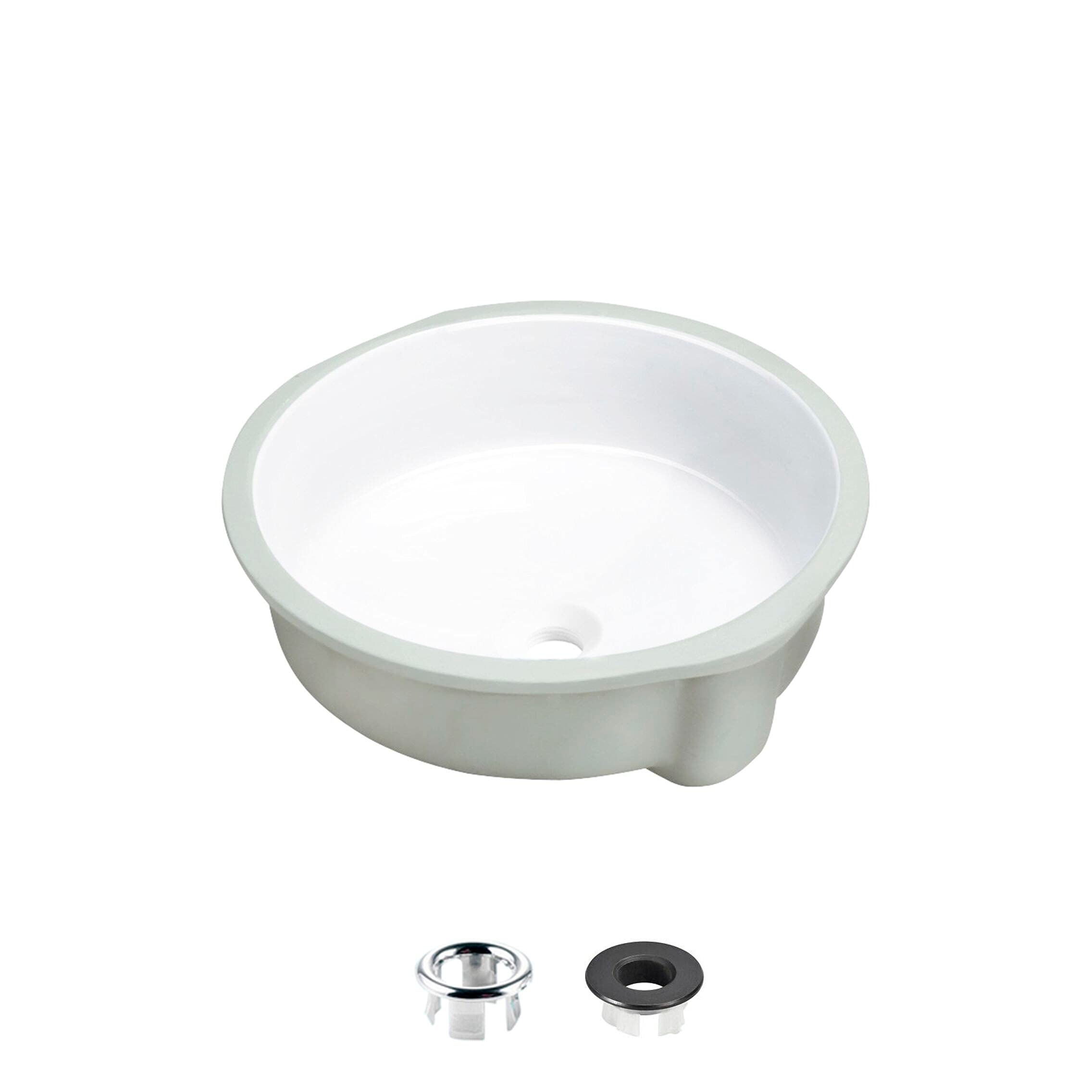 Stylish 16 Inch Round Undermount Ceramic Bathroom Sink with 2 Overflow - Citiesdeals