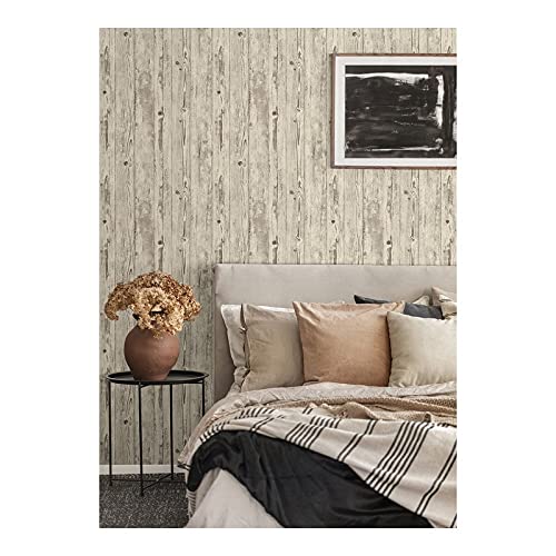 Ivory Weathered Oak Panels Wallpaper 21 X Off/White Traditional Vinyl - Citiesdeals