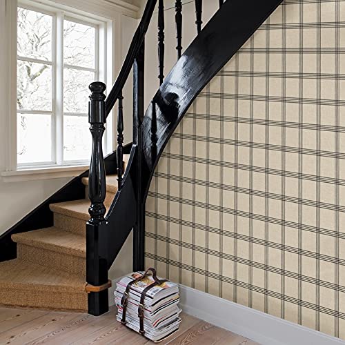 Black Plaid Wallpaper 20.5in X Farmhouse Paper Washable - Citiesdeals