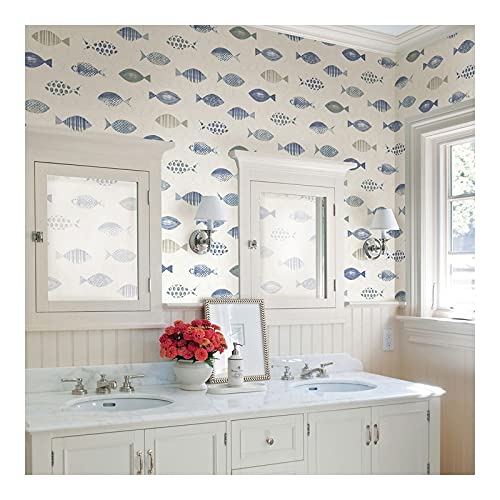 Blue Sea Fish Wallpaper 20.5 X Animal Print Modern Contemporary Wildlife - Citiesdeals