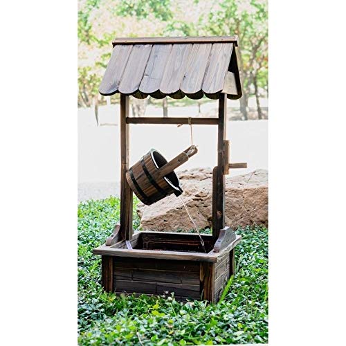 Wood Wishing Well Fountain Brown Rustic - Citiesdeals