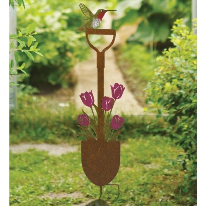 Rustic Shovel Stake Tulip Multi Color Metal - Citiesdeals