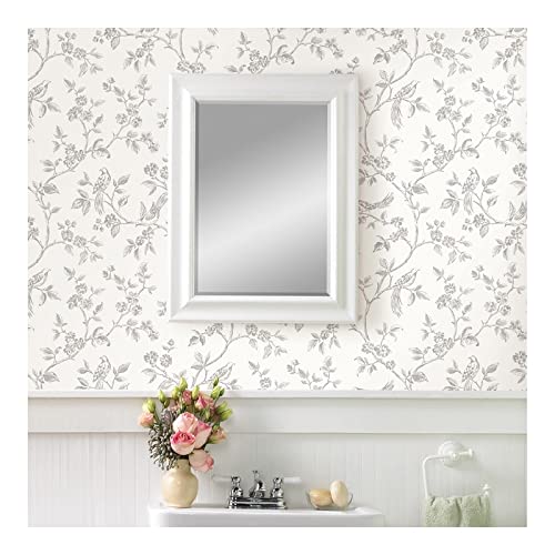 White Bird Trail Wallpaper 20.5 X Floral Modern Contemporary Wildlife Washable - Citiesdeals
