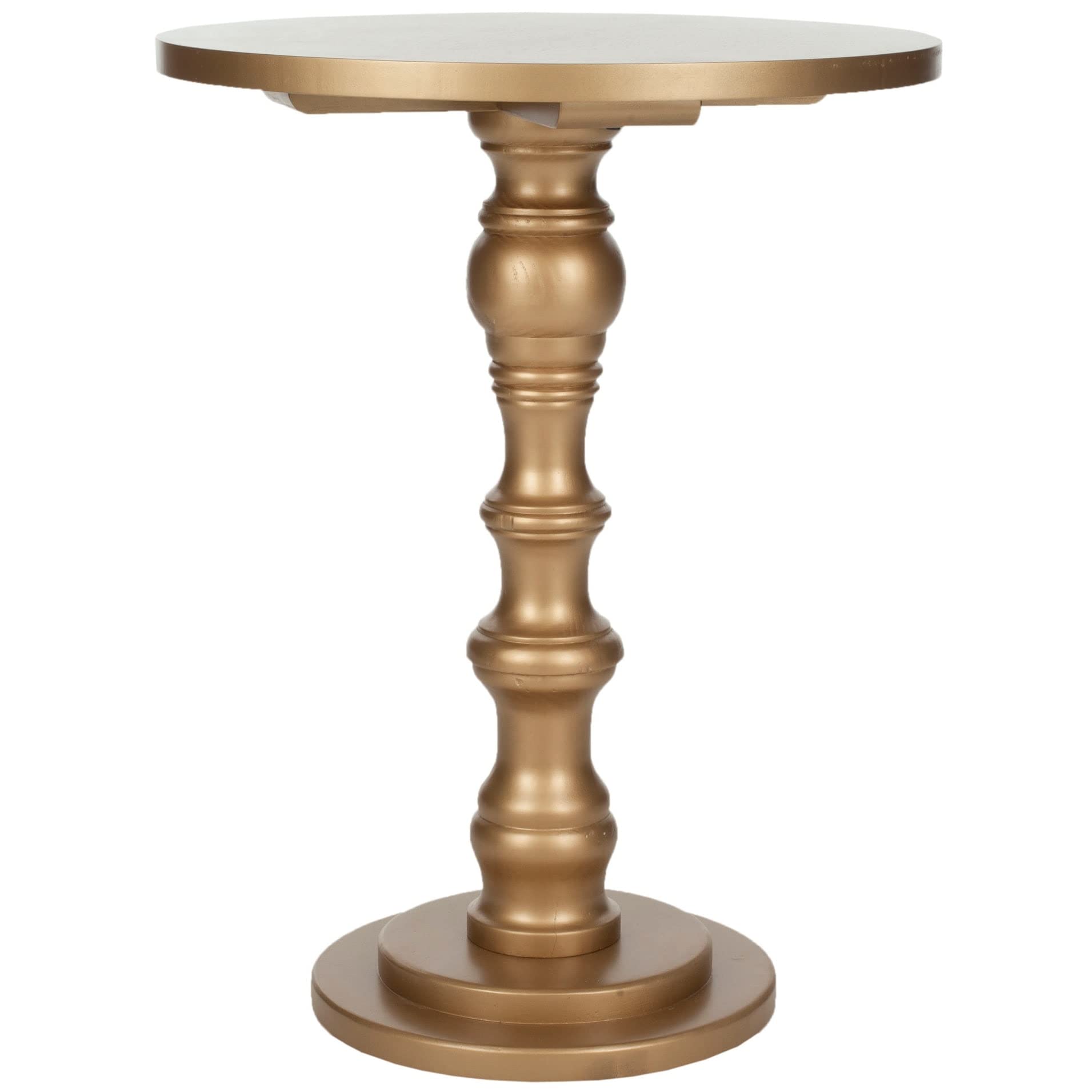Gold Accent Table 22" X 28.8" Yellow Transitional Round Wood Antique Rubbed - Citiesdeals
