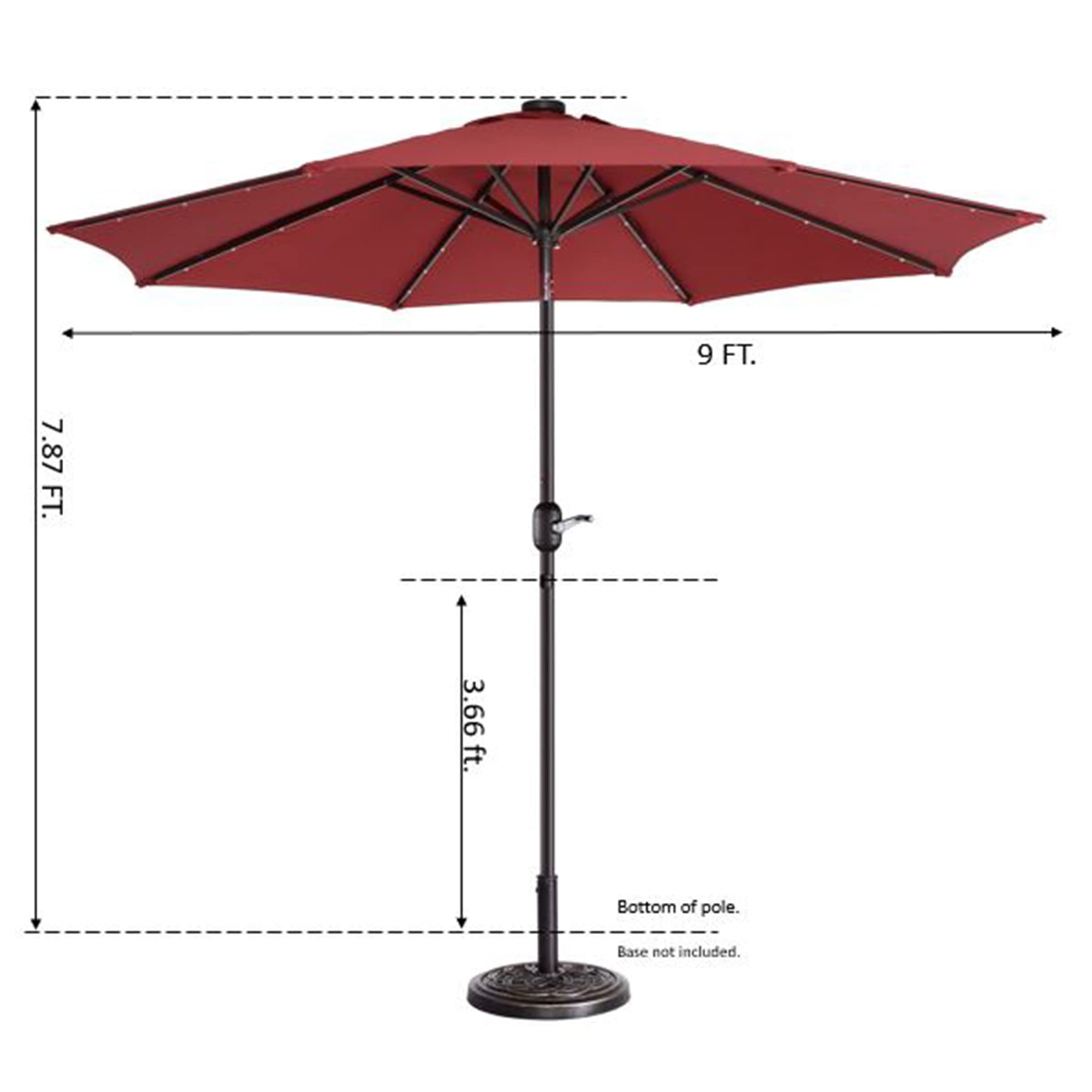 Villacera 9-Foot LED Outdoor Patio Umbrella with Solar Lights Red - Citiesdeals