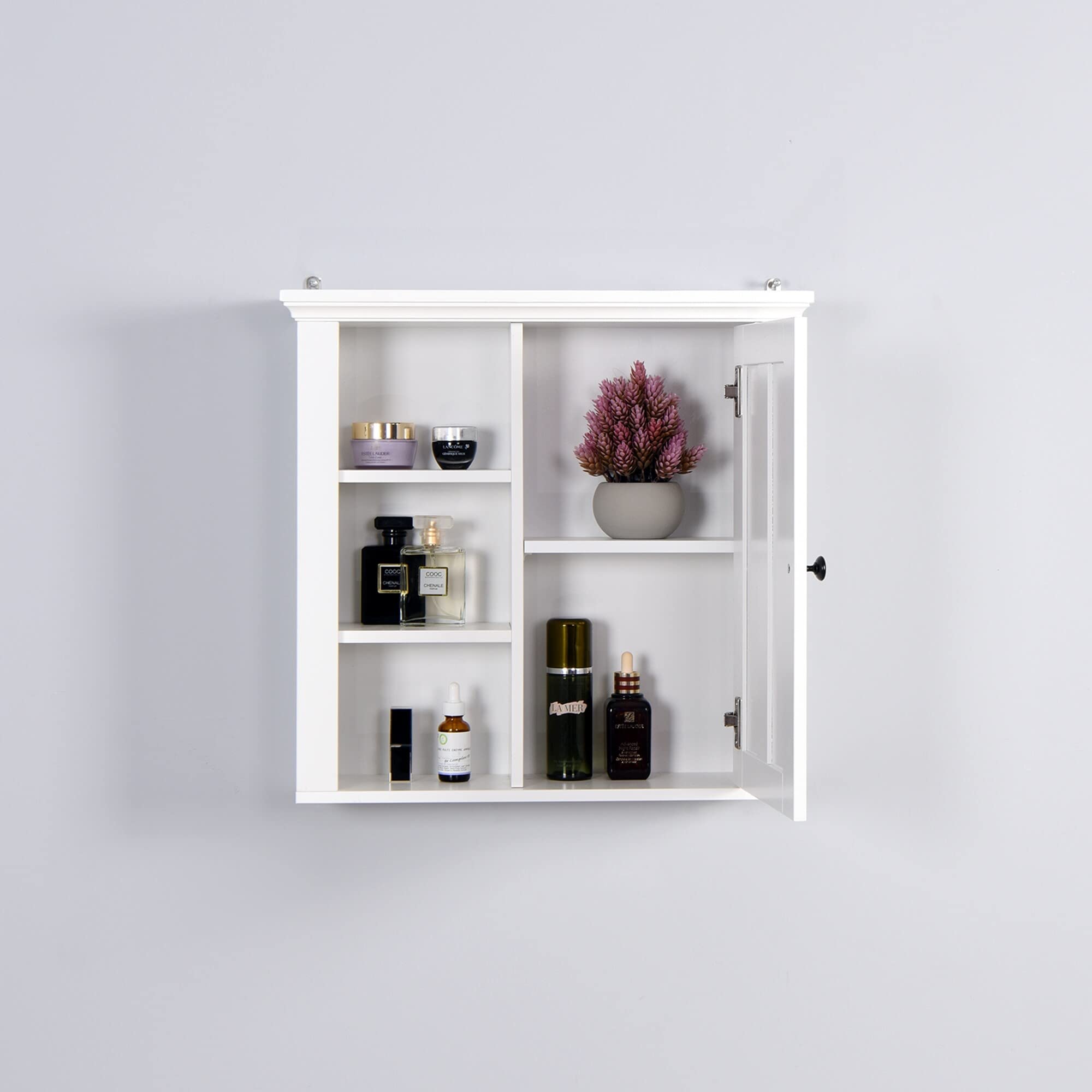 Modern White Bathroom Wooden Wall Cabinet with Door and Shelf Contemporary MDF - Citiesdeals