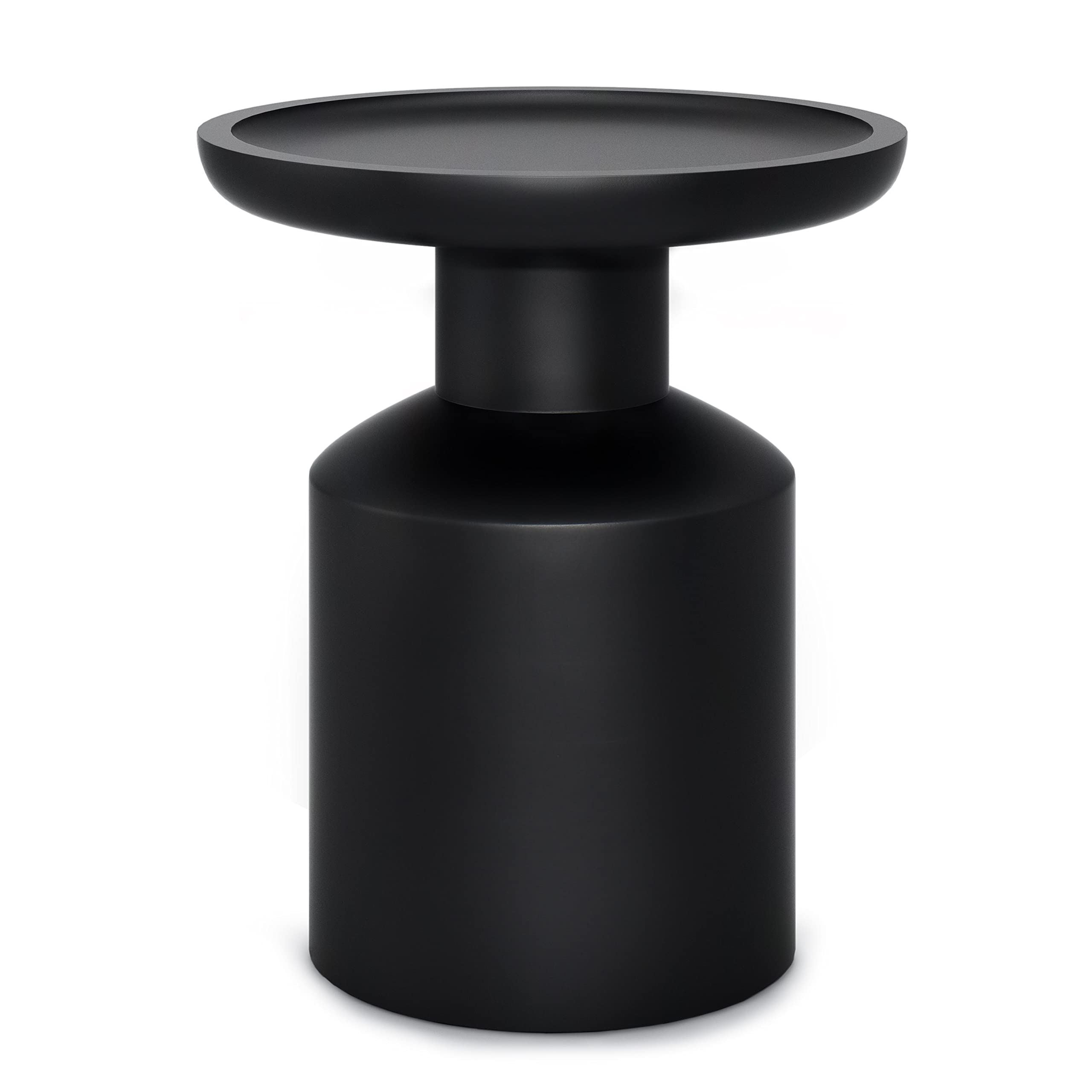 Solid Mango Wood 16 Inch Wide Round Contemporary Wooden Accent Table in Black - Citiesdeals