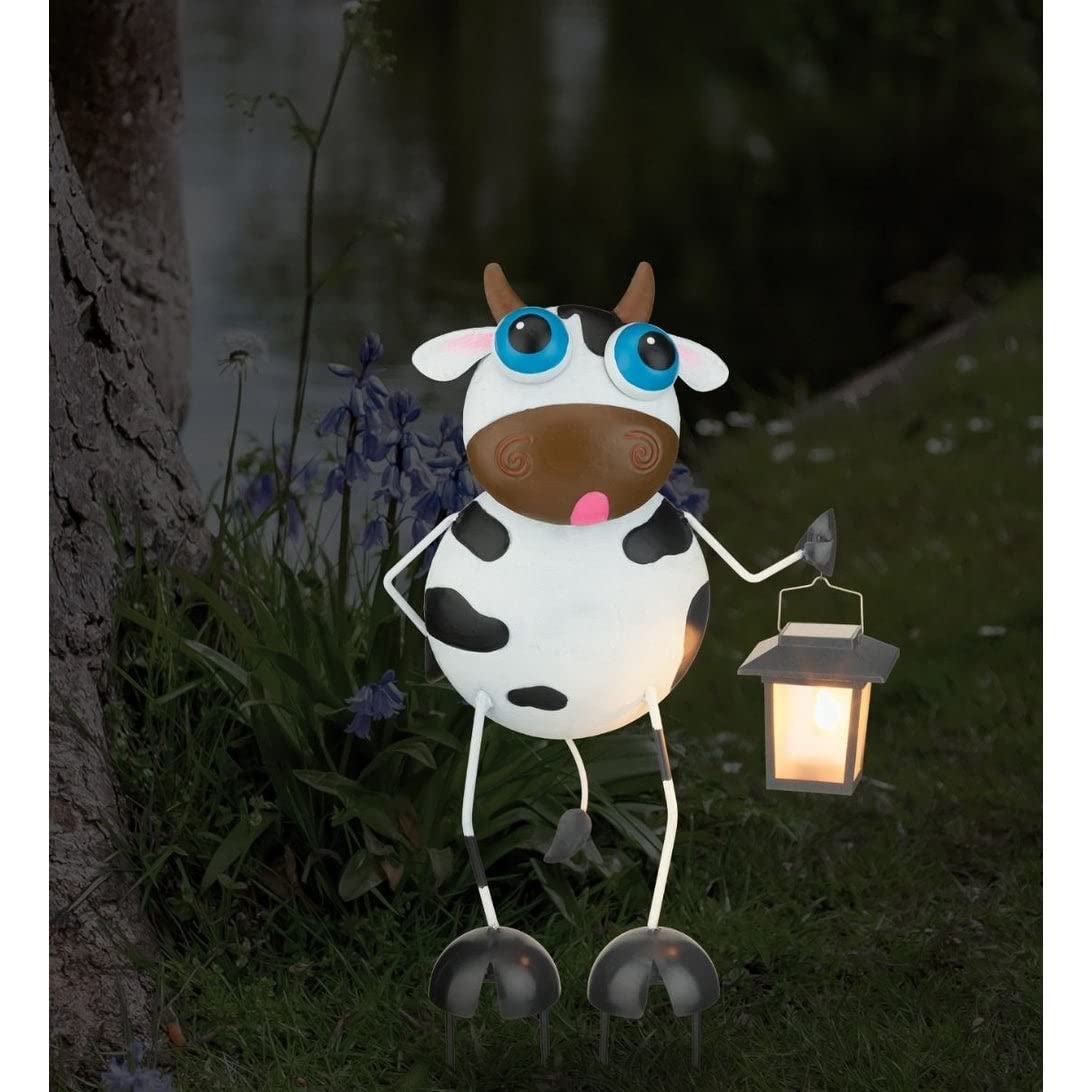 Backyard Solar Stake Cow Multi Color Metal - Citiesdeals