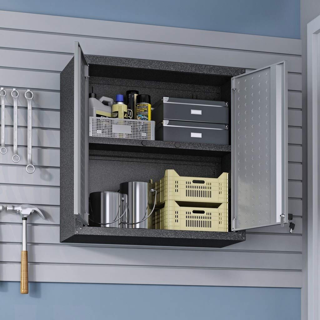 Fortress 30" Floating Textured Metal arage Cabinet with Adjustable Shelves in - Citiesdeals