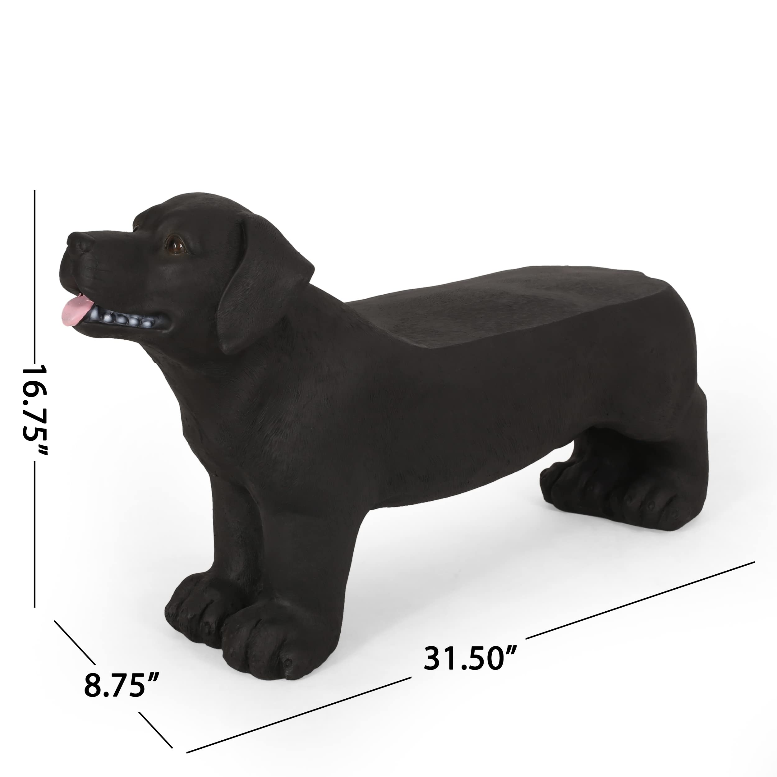 Outdoor Cast Stone Labrador Dog Garden Bench Black Modern Contemporary Concrete - Citiesdeals