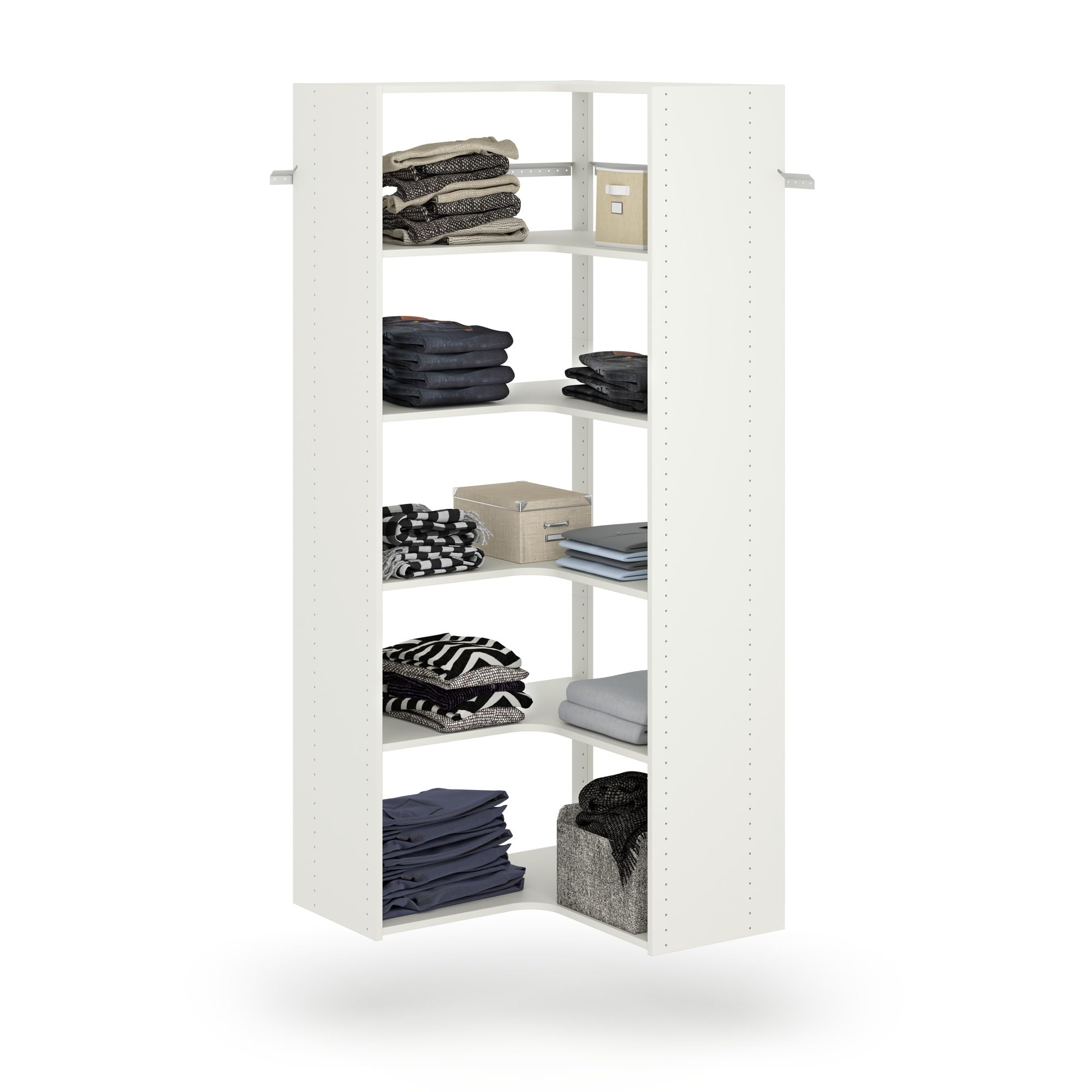 Easy Track Adjustable Corner Tower Clothing Storage Kit Closet Organizer White - Citiesdeals