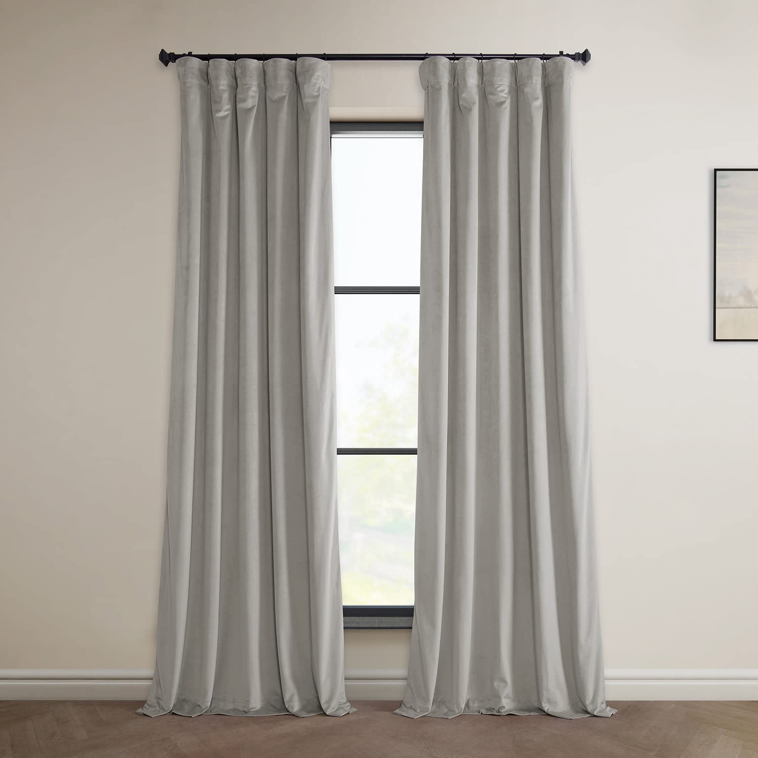 HPD Half Price Drapes Heritage Plush Velvet Curtains 108 Inches Long Room 50 X 108 - City Grey