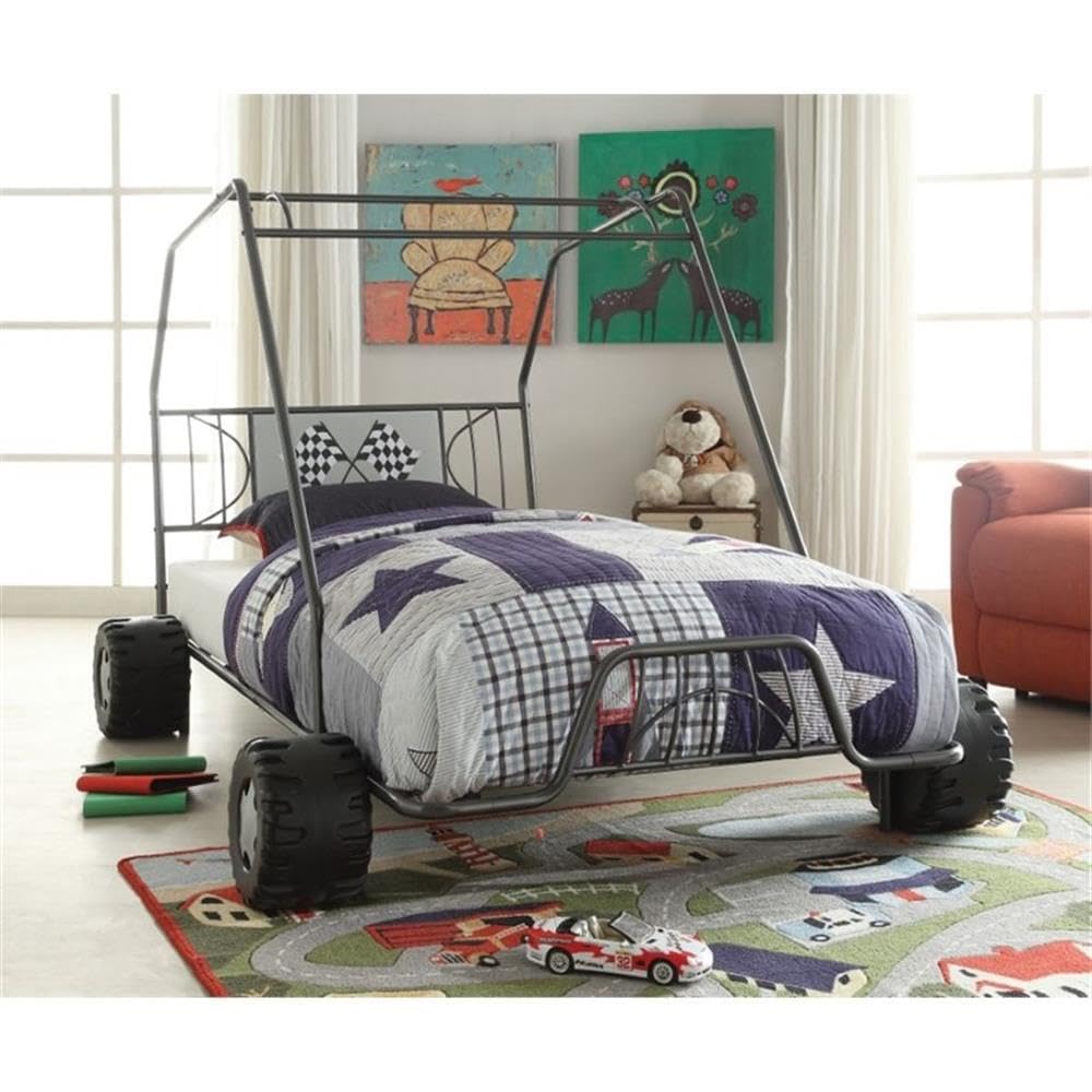 Acme Furniture Modern Styled Metal Black Finish Xander Go Kart Twin Bed - Citiesdeals