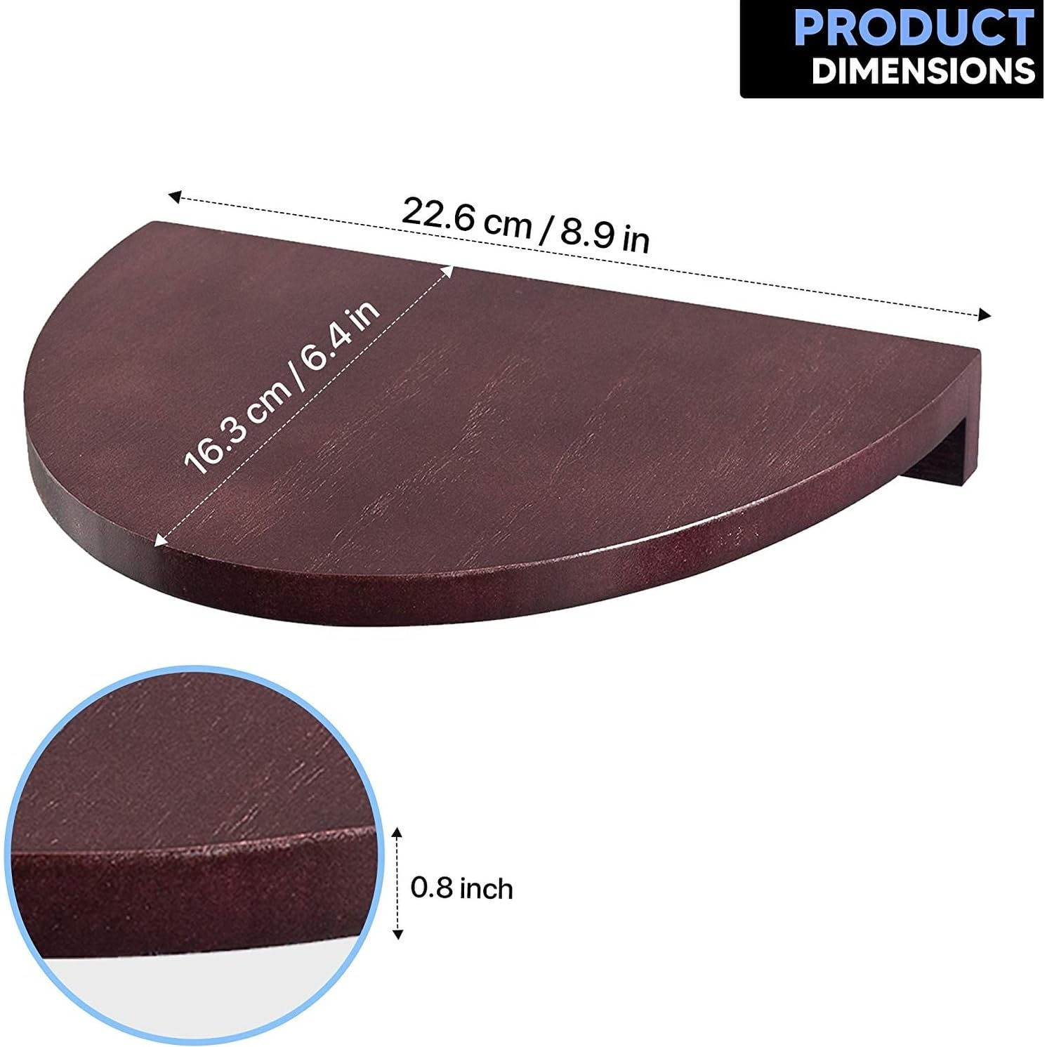 Floating Wood Shelves for Wall Semi ircle Round Set of 2 Medium Brown lassic - Citiesdeals