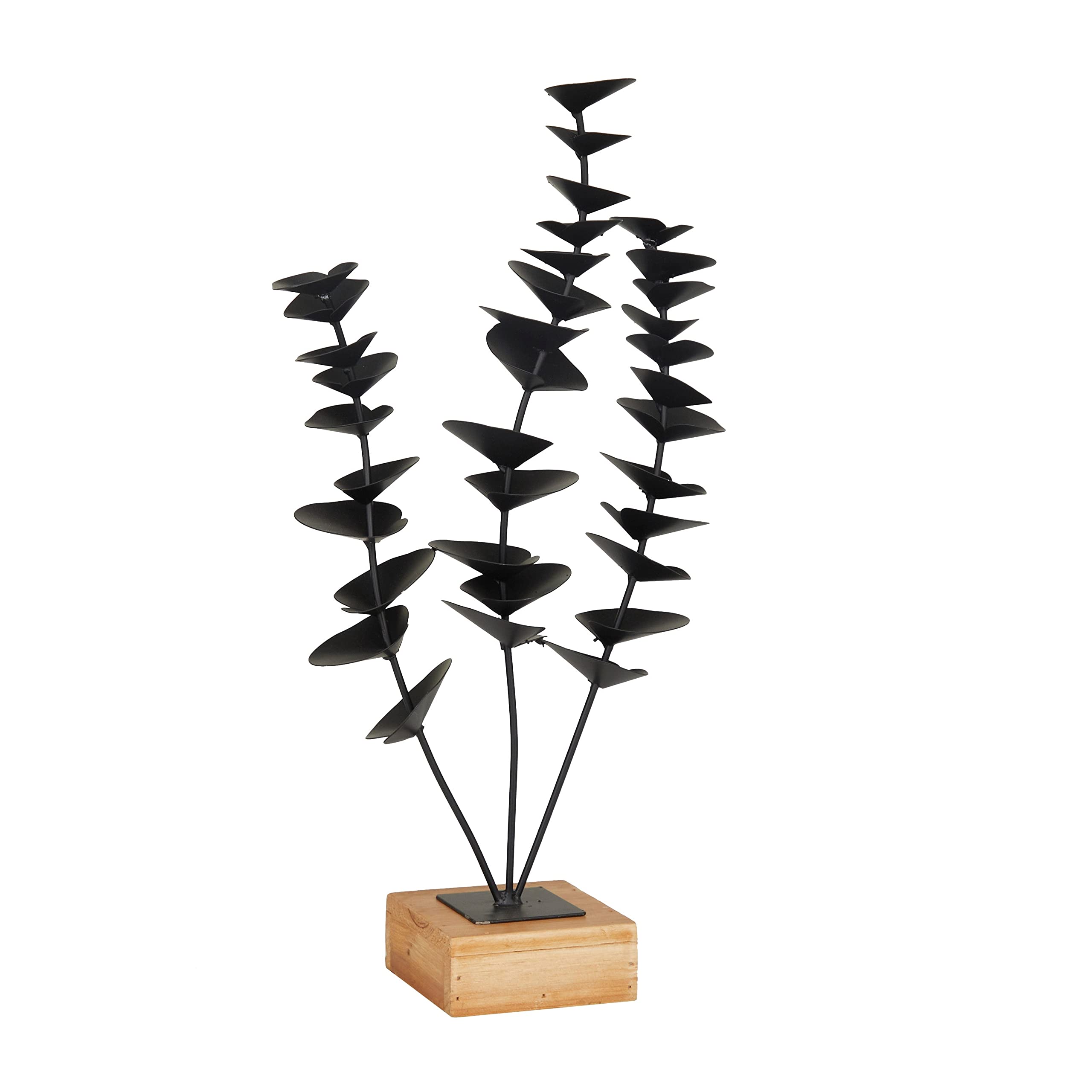 Black Metal Contemporary Floral Sculpture 9 X 4 18 Iron - Citiesdeals
