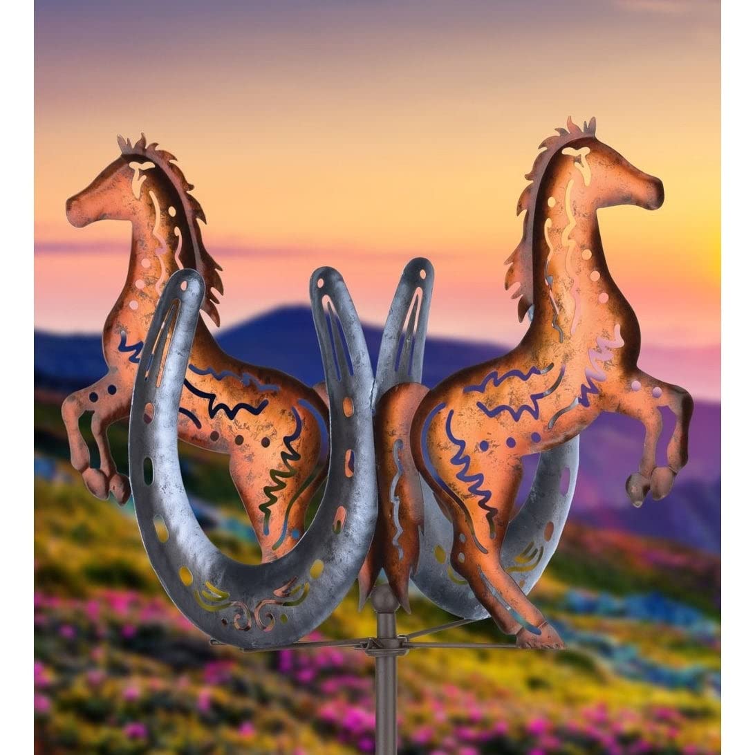 Horse Wind Spinner Stake Multi Color Metal - Citiesdeals