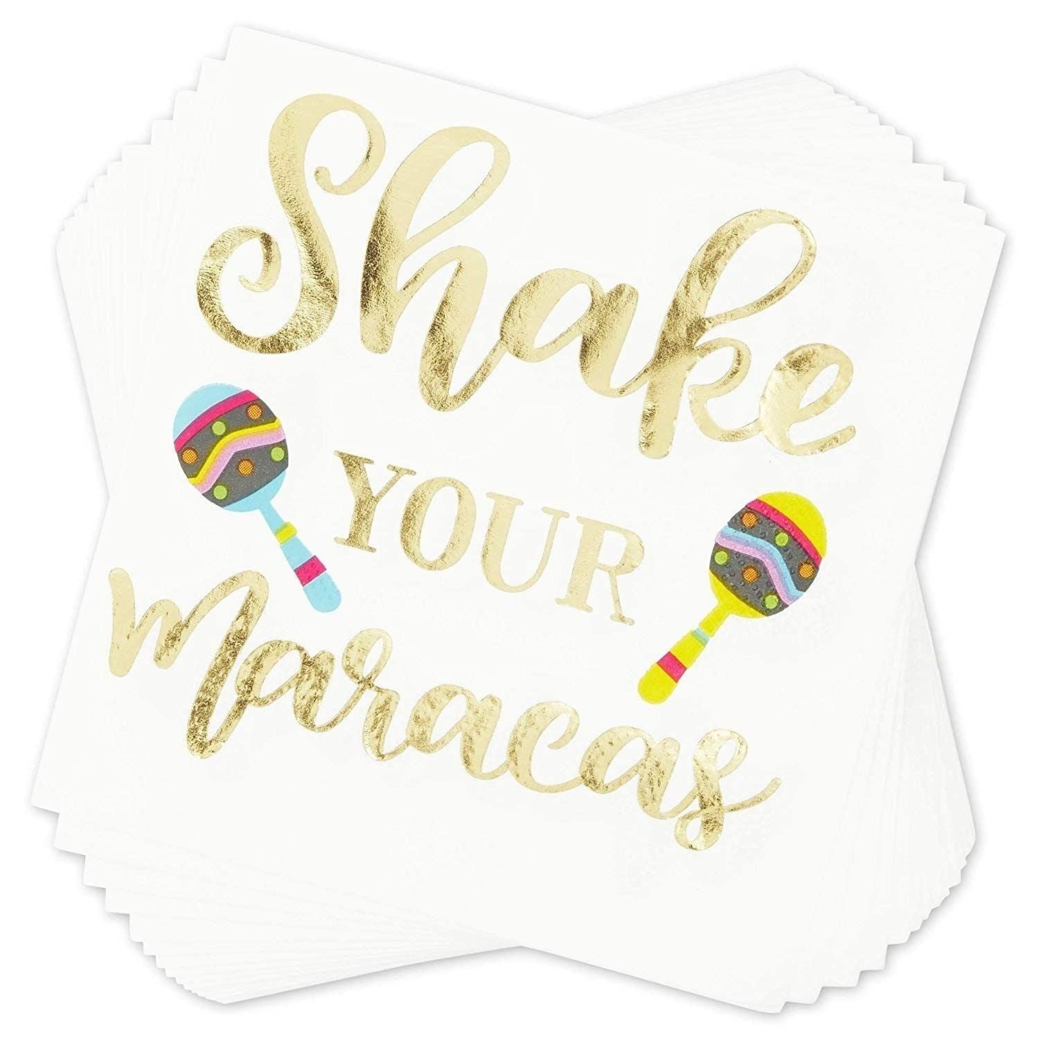 Mexican Cocktail Napkins With Gold Foil For Parties 5 X Inches Orange Red Yellow - Citiesdeals