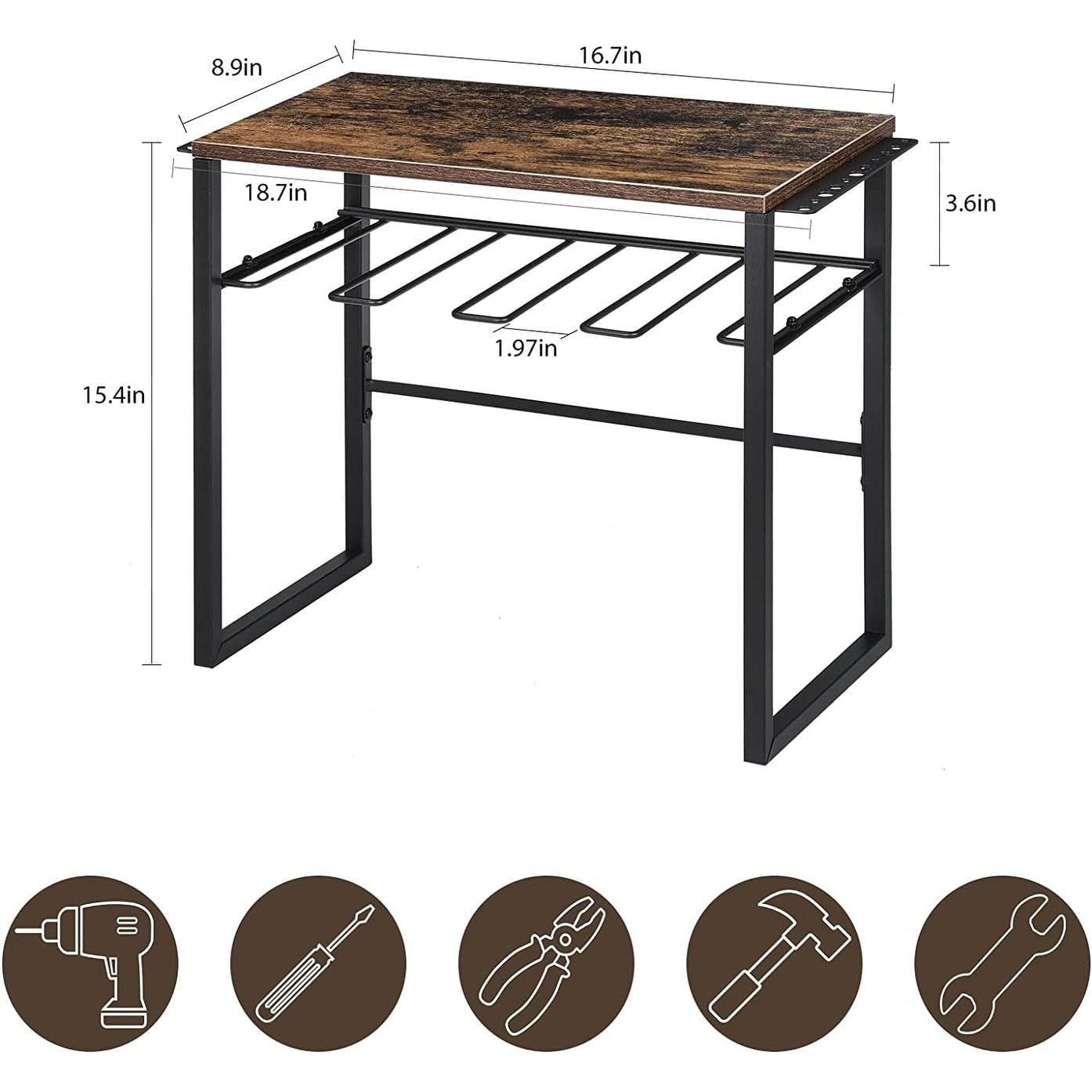 Bench Top Power Tool Organizer with 4 Drill Holders Black - Citiesdeals