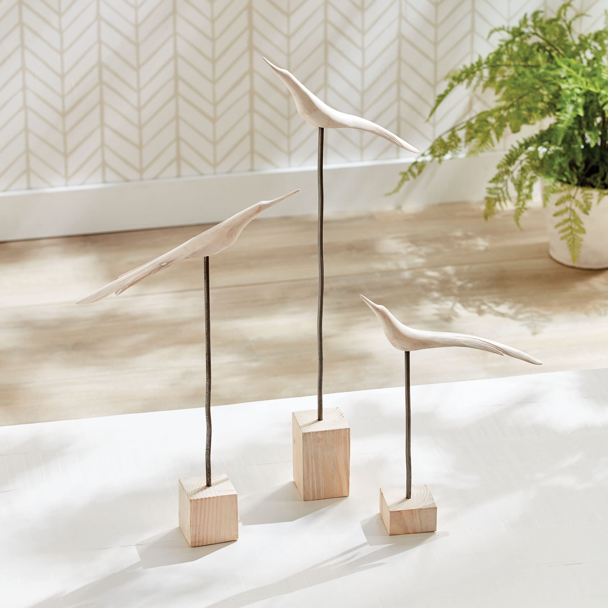 The Flock Set of 3 White Farmhouse Wood Antique - Citiesdeals
