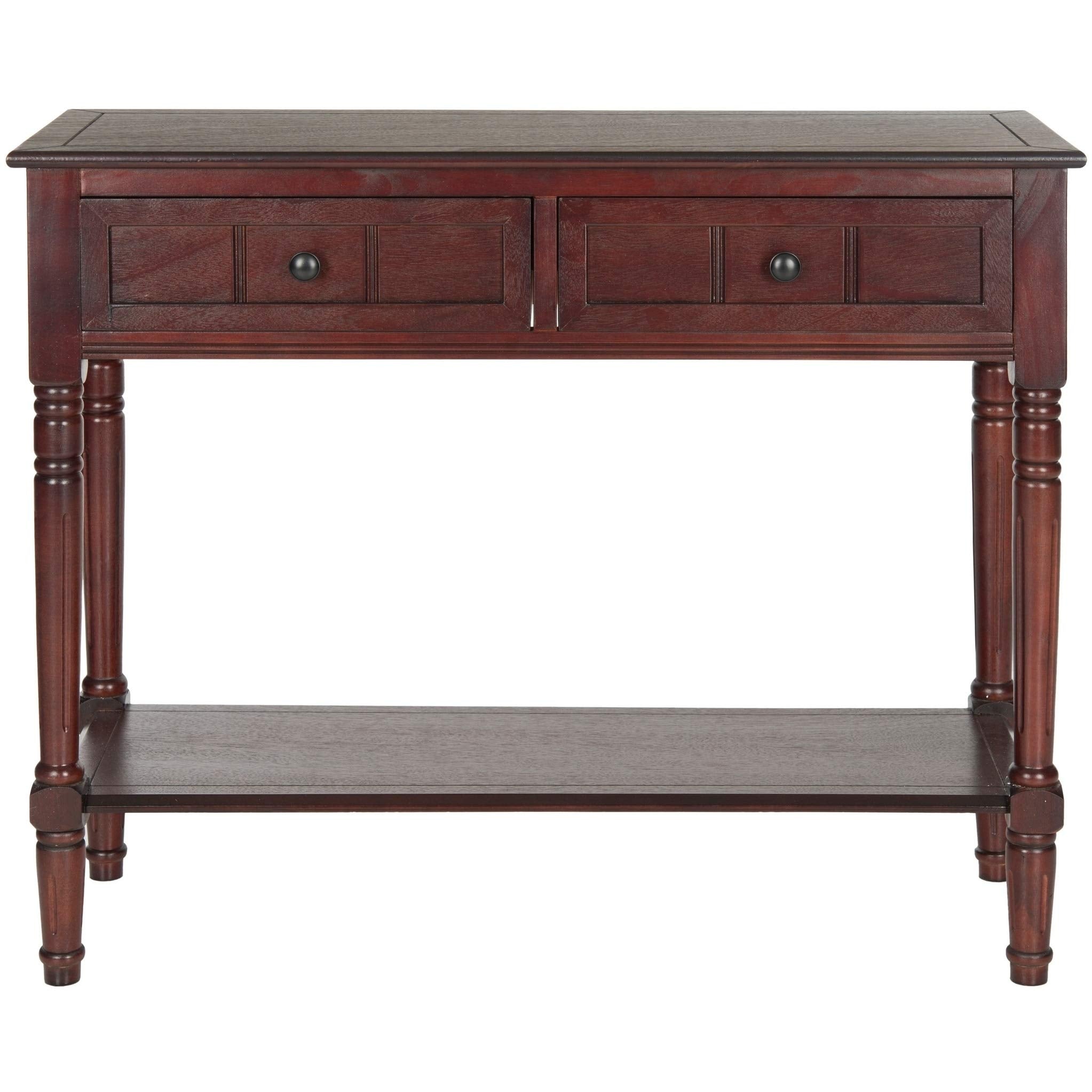Dark Cherry 2-Drawer Console Table Transitional Rectangle Wood - Citiesdeals