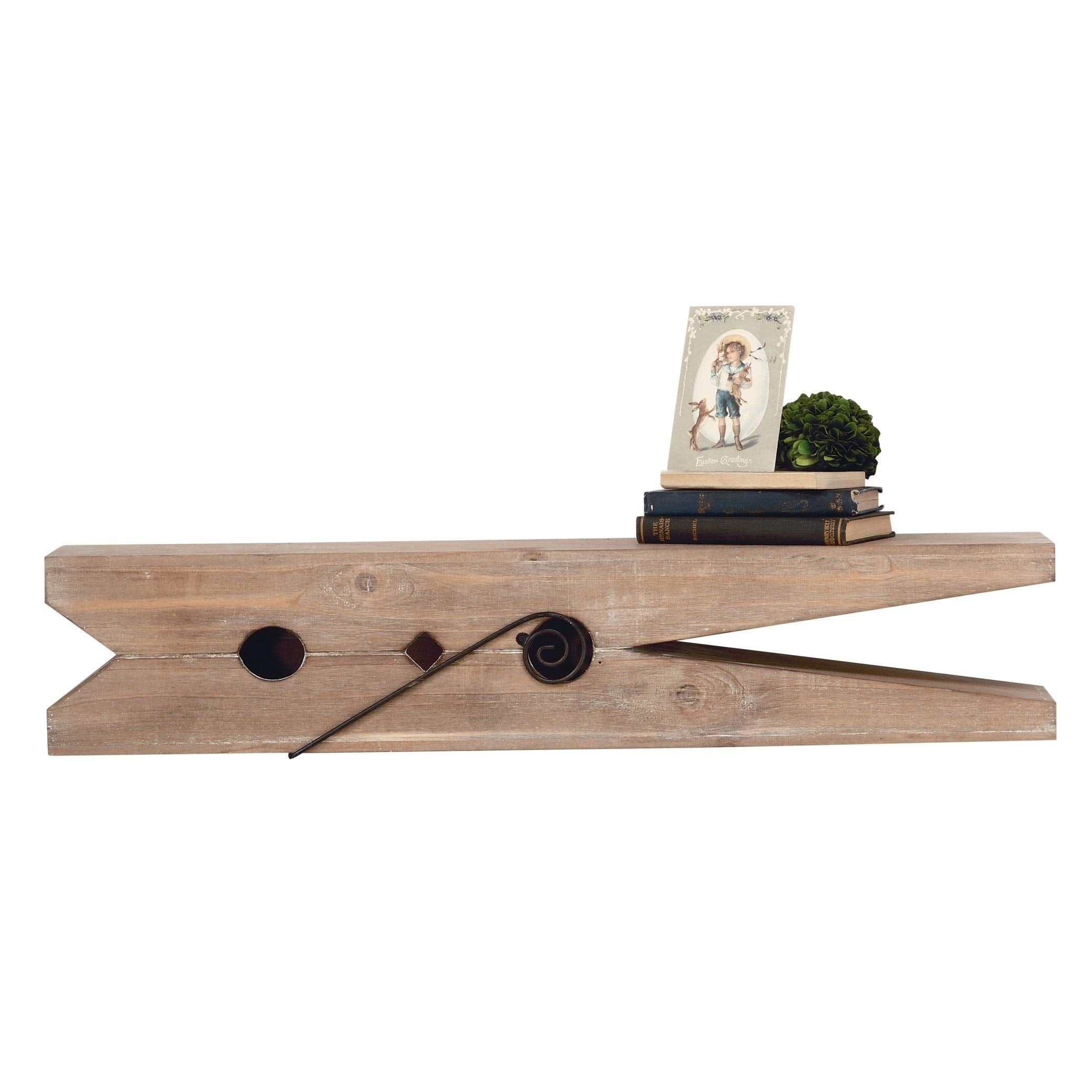 Wood Wall Shelves Tan Cabin Lodge Farmhouse Modern Contemporary Reclaimed Brown - Set of 2 - Citiesdeals