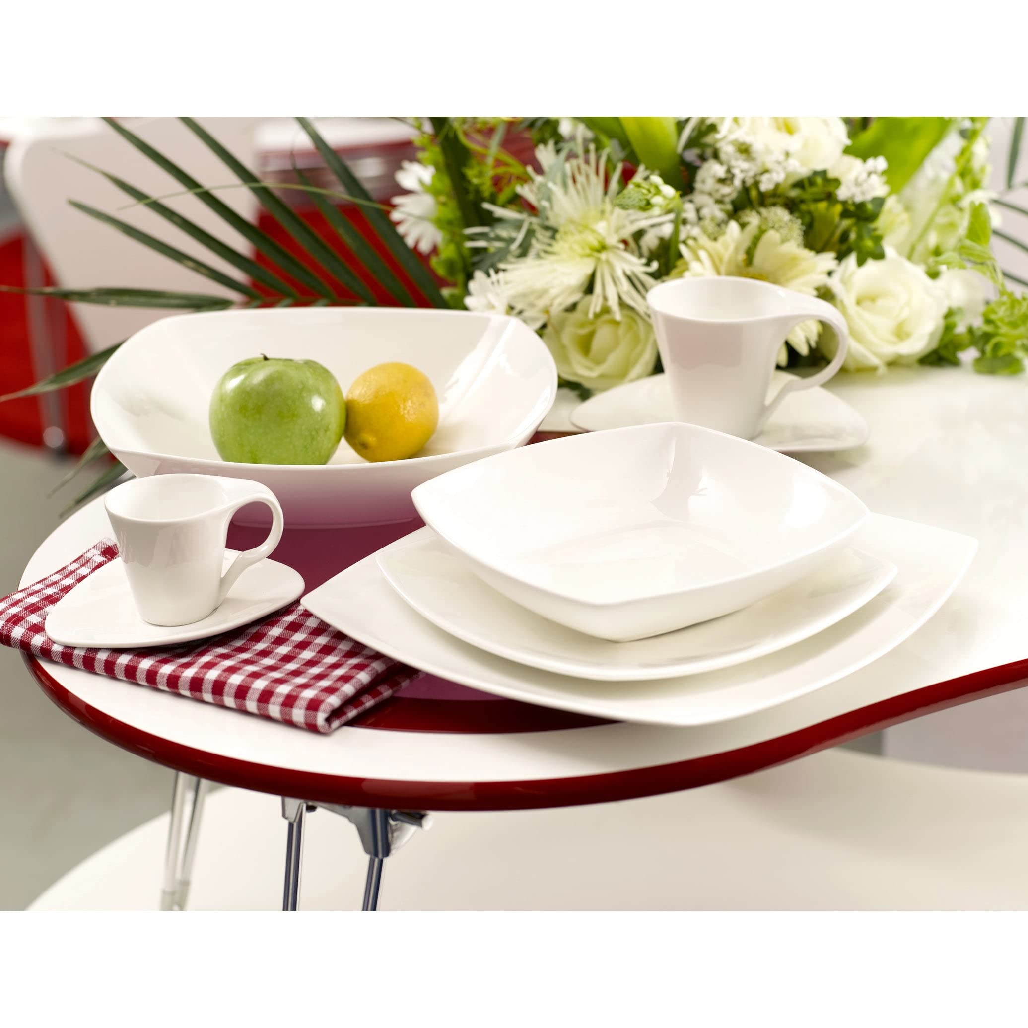 Square Dinner Plate 10.75" Set Of 4 White Solid Casual Modern Contemporary - Citiesdeals