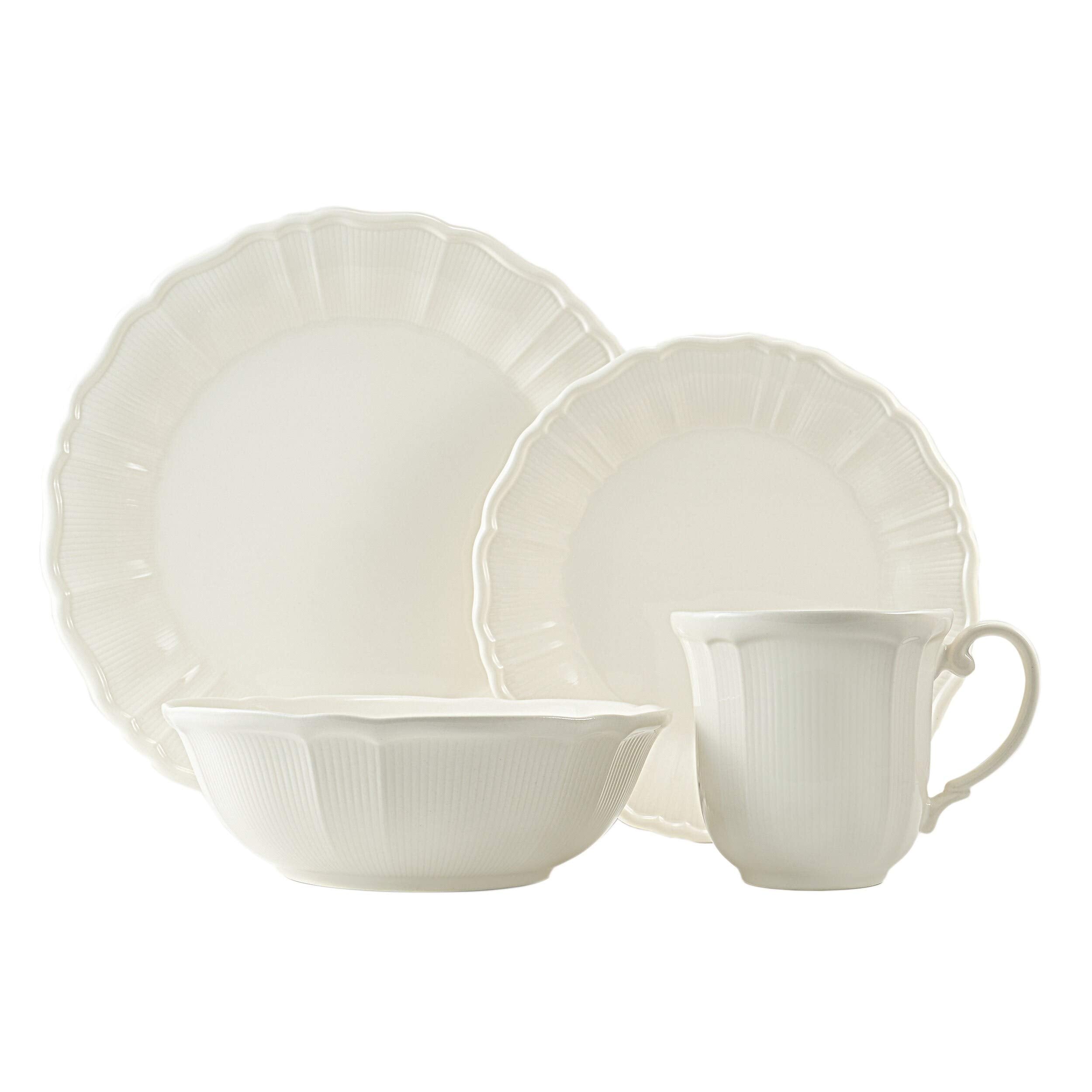 Antique White 12pc Dinner Set off/white Solid Casual Traditional Round Stoneware - Citiesdeals