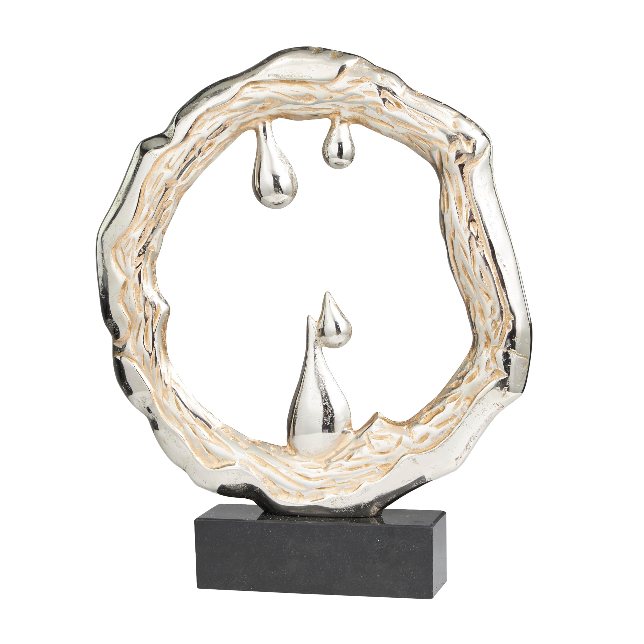 Silver Abstract Sculpture with Marble Base - Citiesdeals