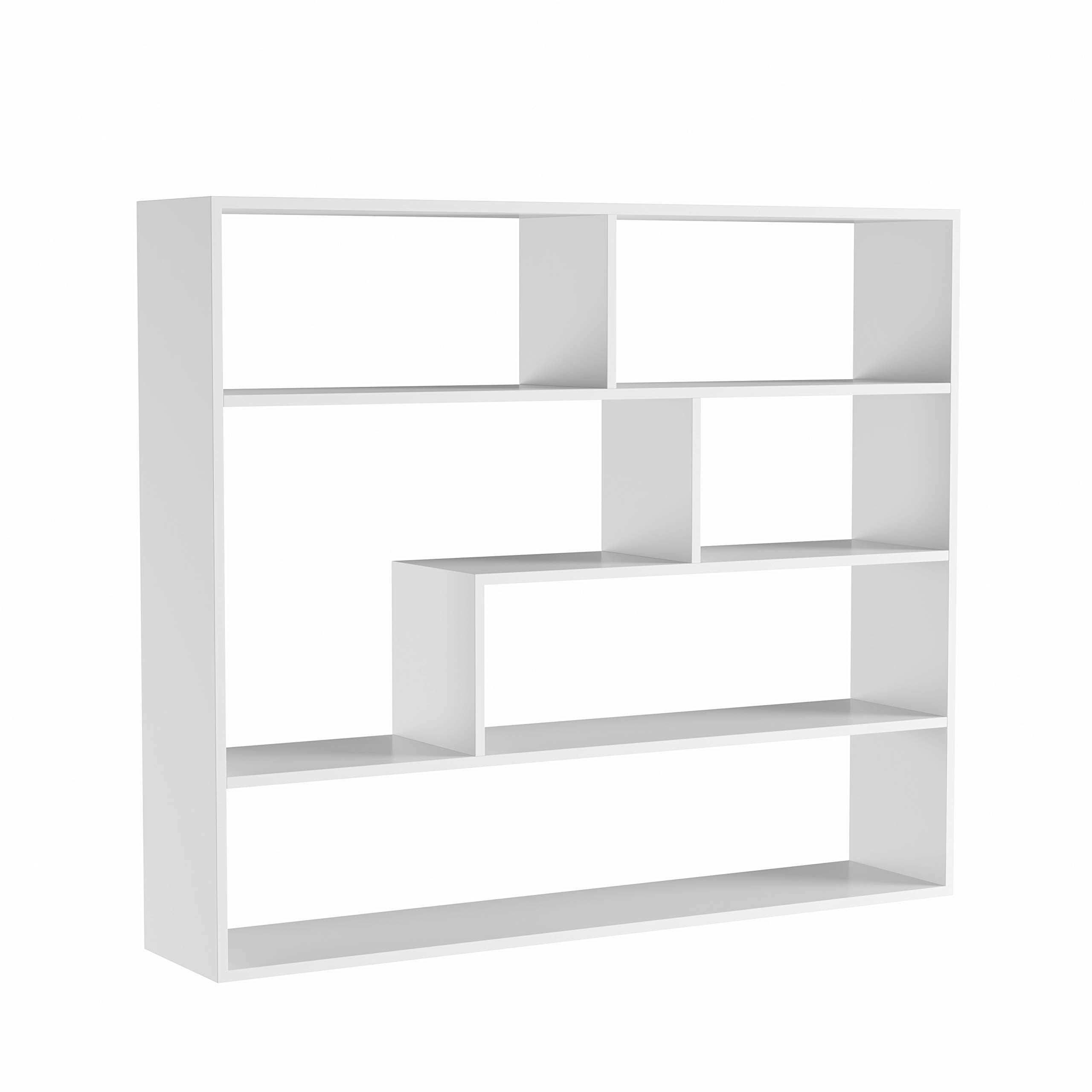 Large Rectangular White Shelf Unit Modern Contemporary MDF Matte Includes - Citiesdeals