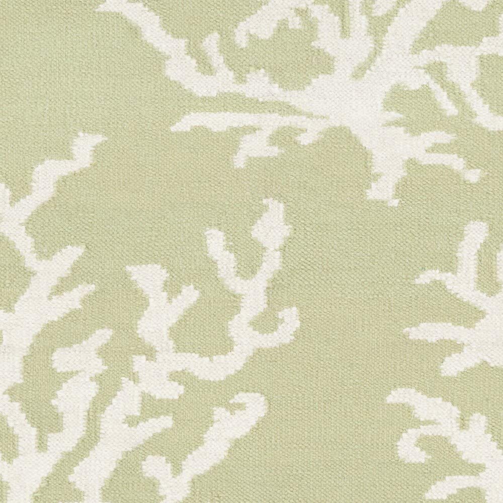 Hand-Woven Lettuce Leaf Wool Area Rug - 2'6" X 8' Runner Green White Abstract - Citiesdeals