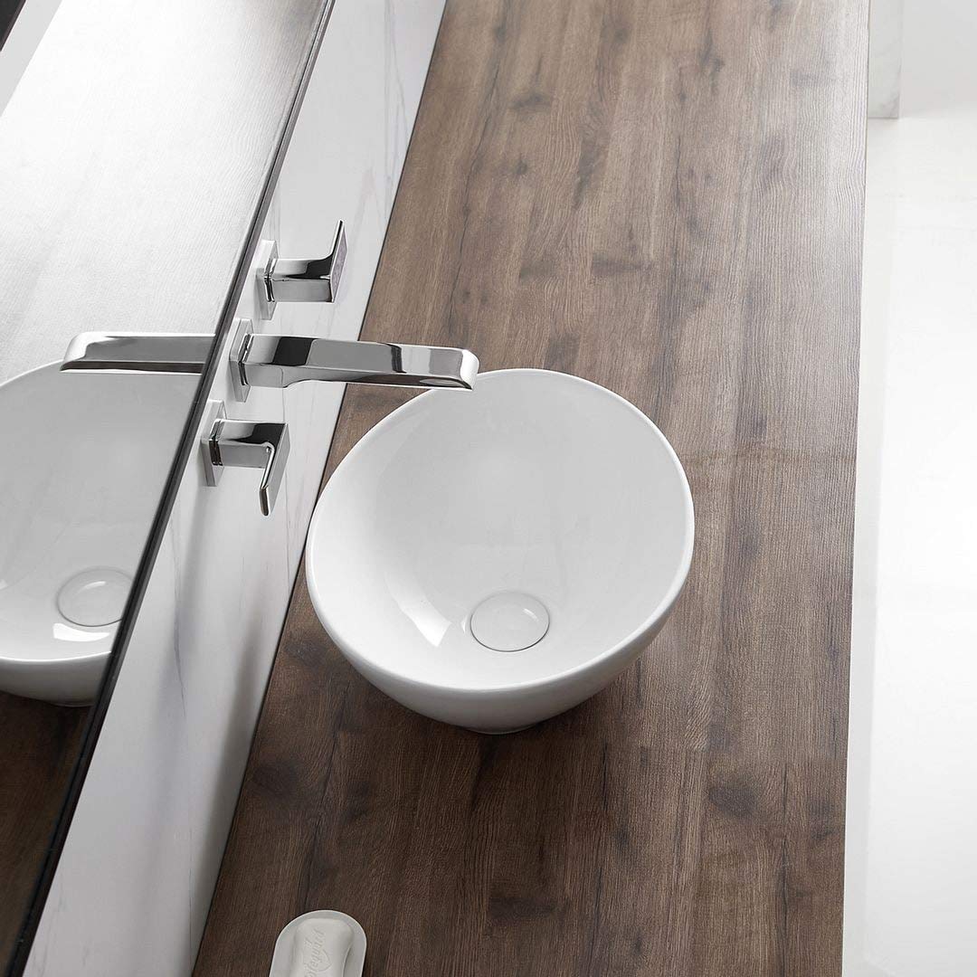 16" Ceramic Oval Bathroom Vessel Sink White Glossy - Citiesdeals