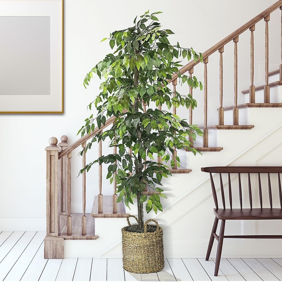 6-Foot Artificial Tree in Basket Green - Citiesdeals