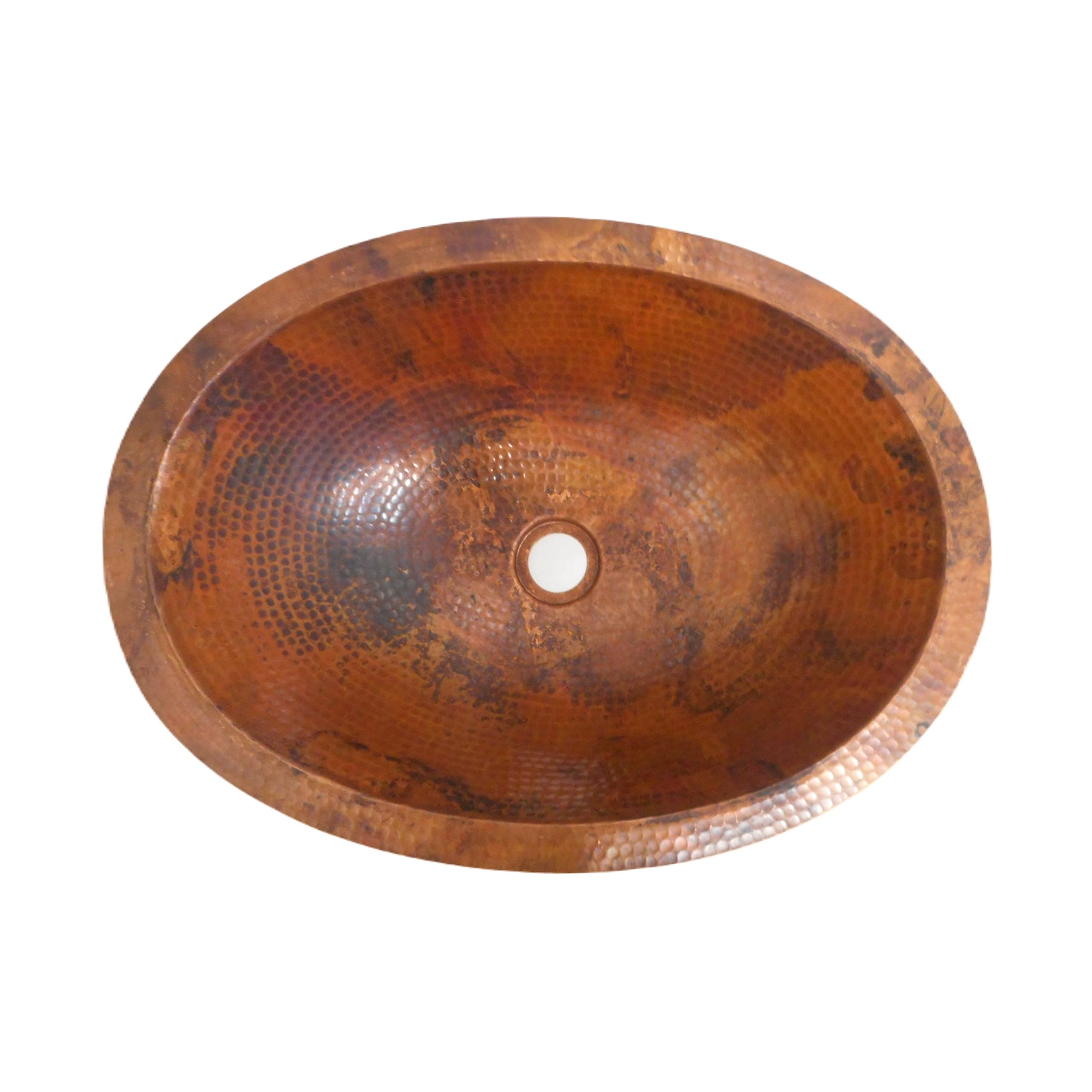 19" Oval Copper Bathroom Sink in Natural 19' X 14' X 5" Antique Finish Hammered - Citiesdeals