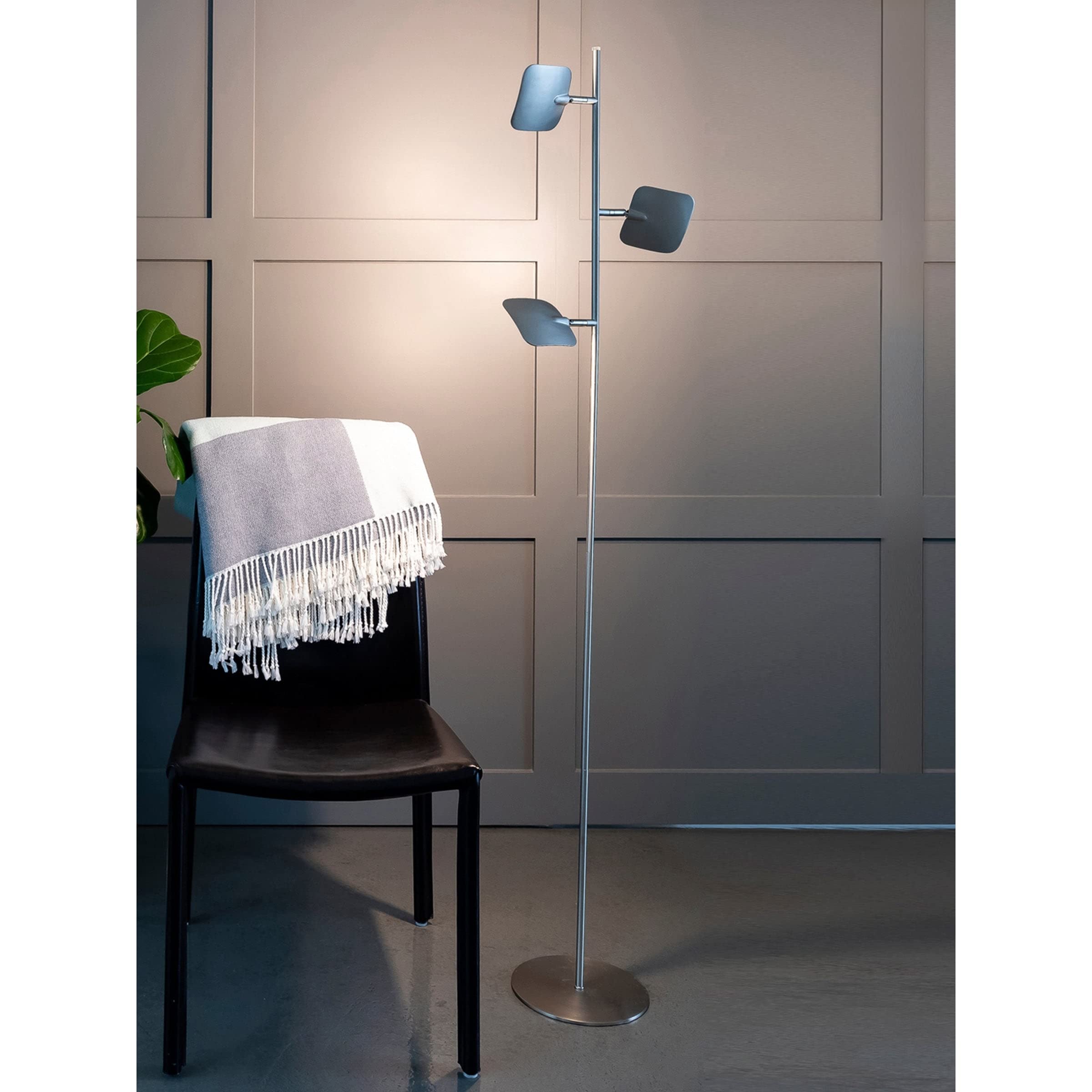 Tree Led Floor Lamp Silver Industrial Nickel Energy Efficient - Citiesdeals
