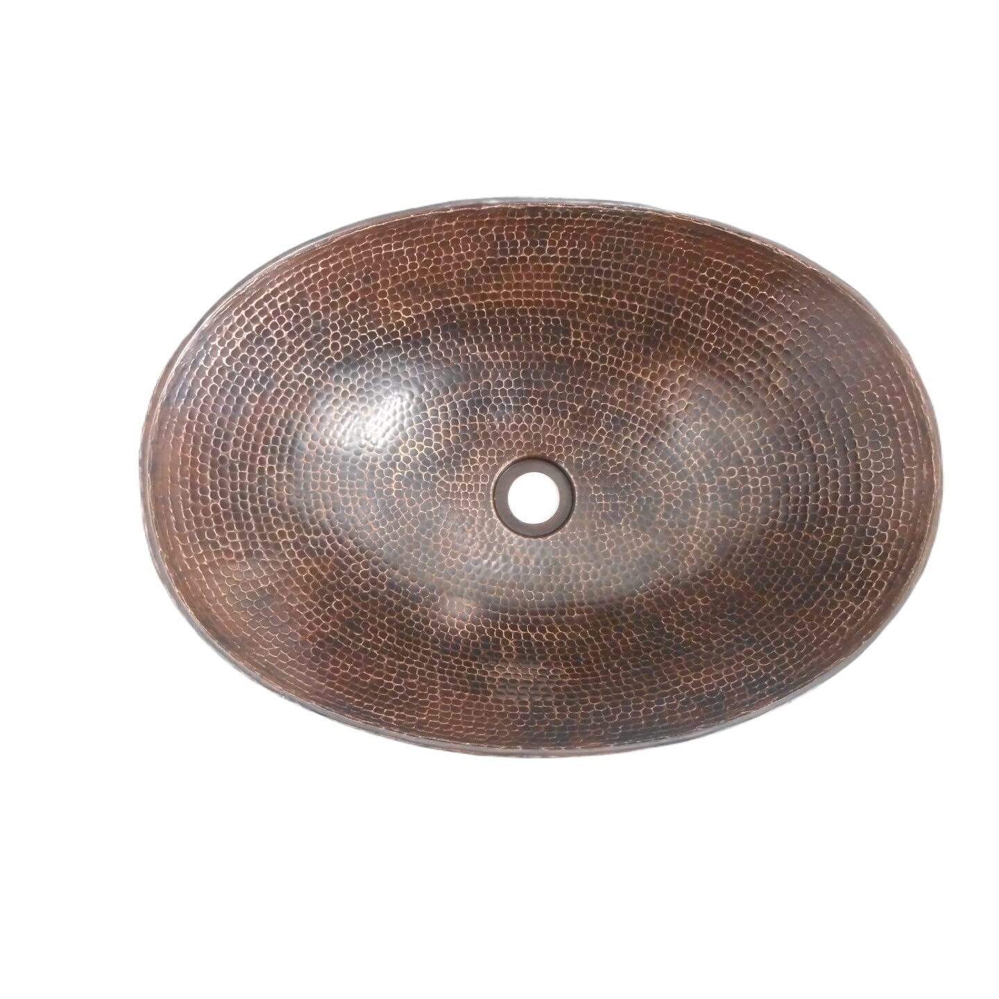 17" Oval Copper Vessel Bathroom Sink in Brushed X 12.5" 5" Finish Hammered - Citiesdeals