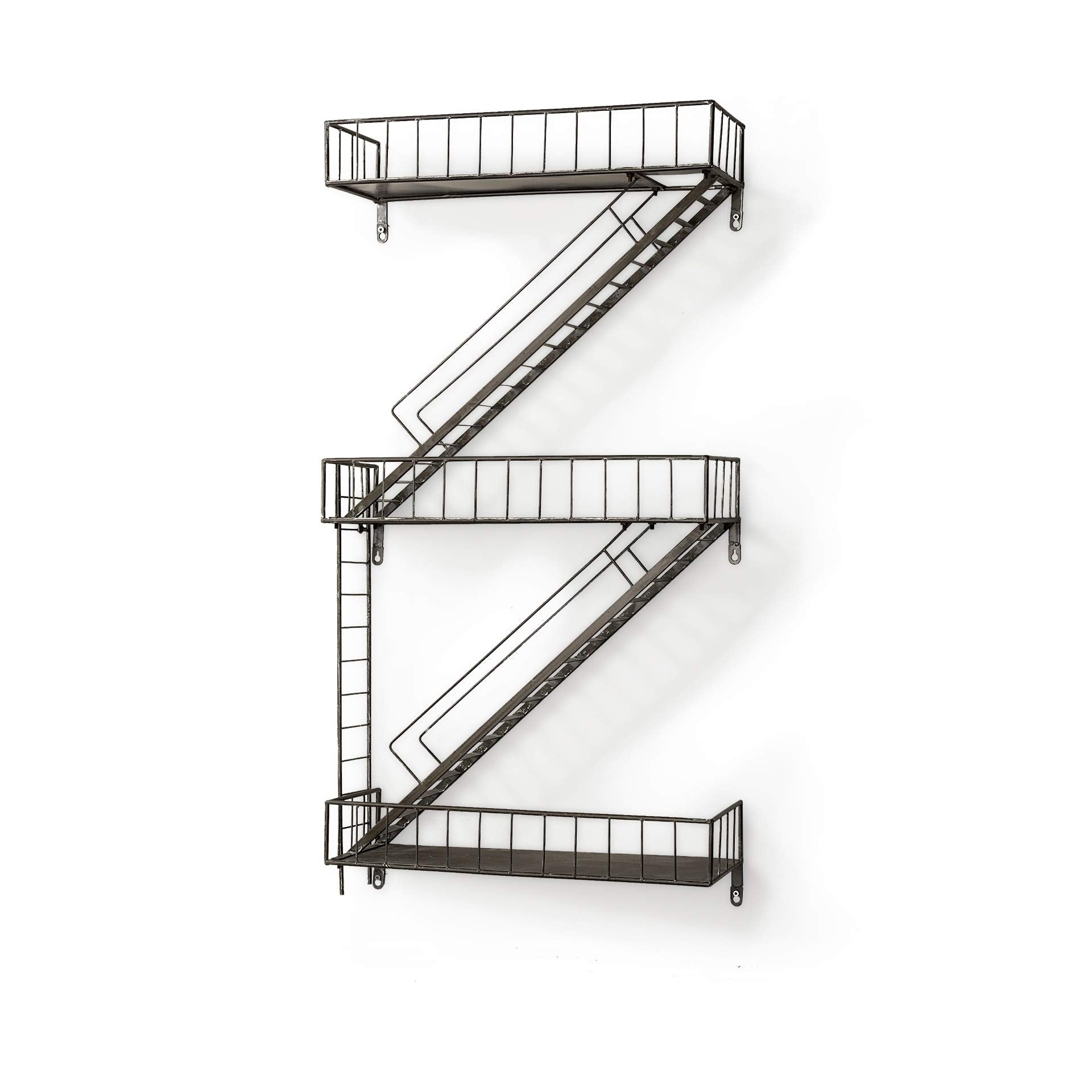 42" h Wall-Mounted Fire Escape Shelf Grey Children's Industrial Metal Antique - Citiesdeals