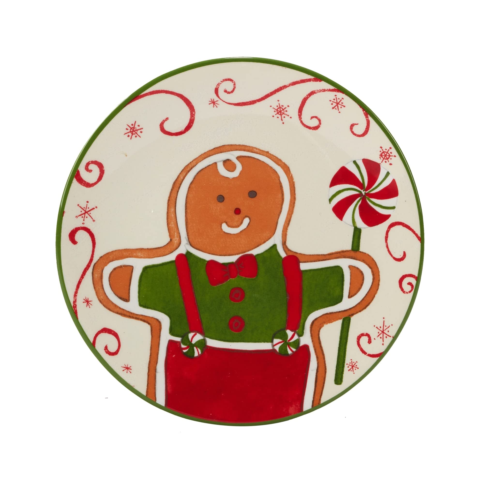 Holiday Magic Gingerbread 6" anape/Luncheon/Snack Plates Set of 4 Green Multi - Citiesdeals
