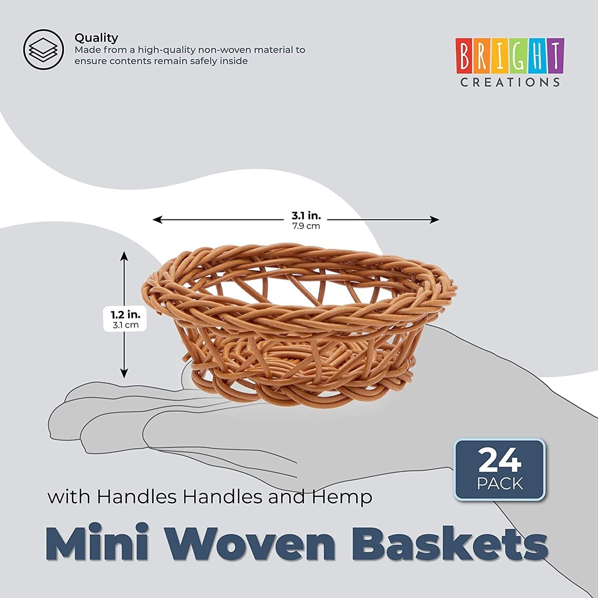 Mini Woven Baskets For Treats And (Brown 3.1 X 1.2 Inches 24 Pack) Brown - Citiesdeals
