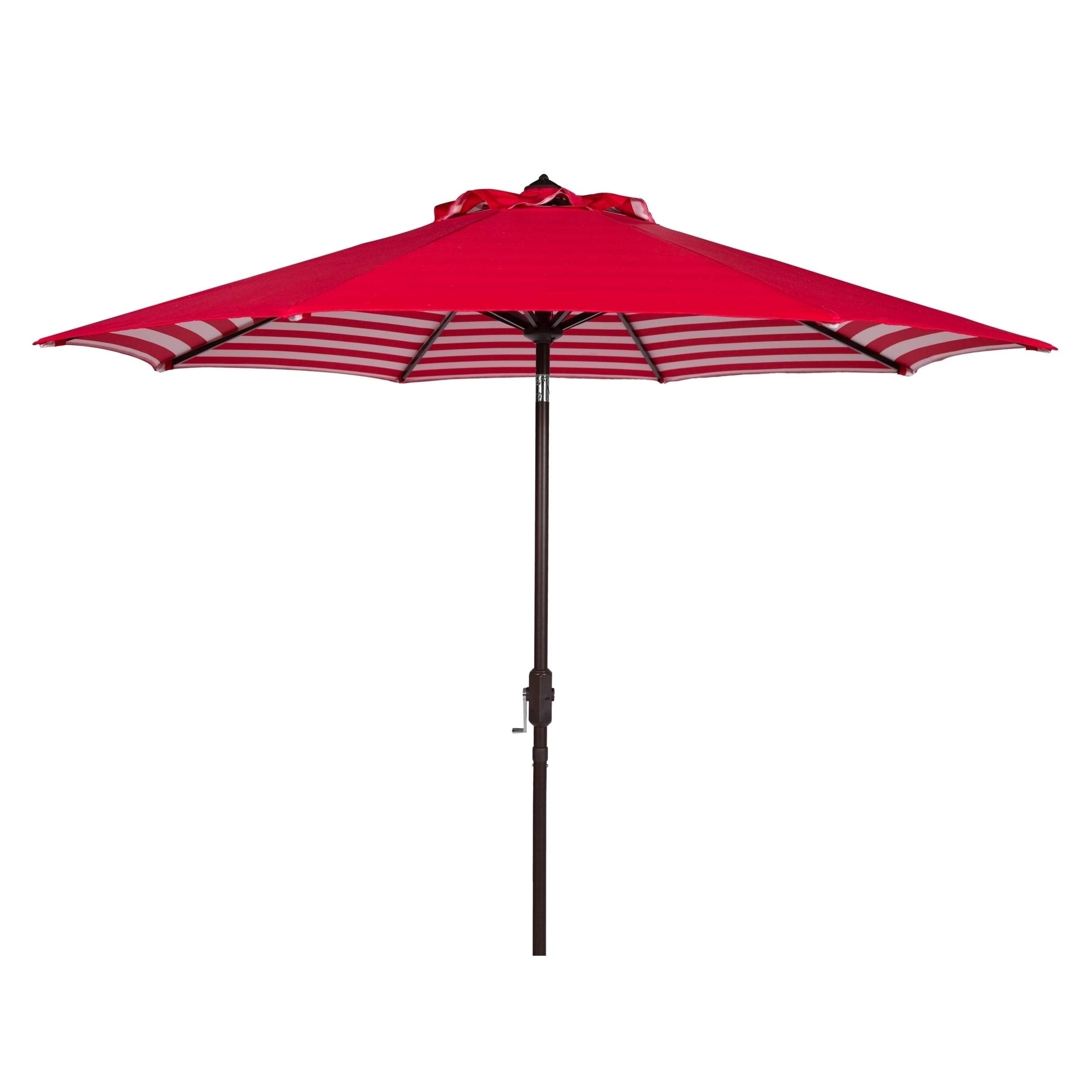 Inside Out Striped 9 Ft Crank Red/White Outdoor Umbrella Red Stripe Classic - Citiesdeals
